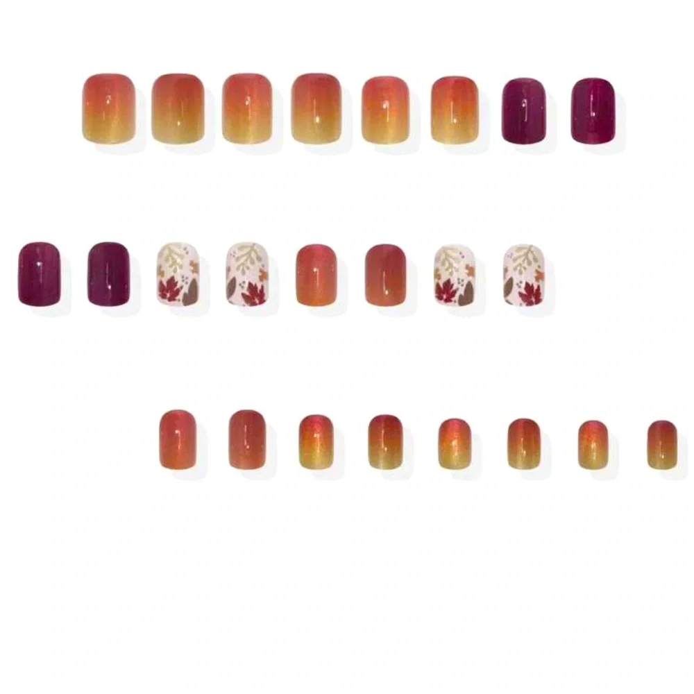 Autumn Vibes Glossy Cat Eye Press On Nail Kit NEW 🏷️